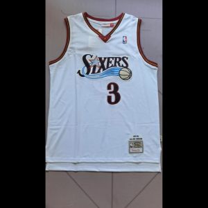 ชุดฝึกซ้อมทีมกีฬา NBA 76ers เช่า เสื้อบาสเก็ตบอลสีขาว เสื้อกั๊กฤดูร้อน เสื้อทีมบาสเก็ตบอลแขนสั้น NBA white basketball top vest