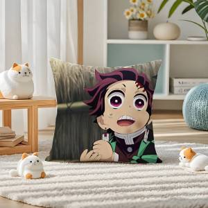 Bandai | Demon Slayer Hashira Collection Anime Plush Pillow Cover Soft Short Plush Cushion Cover For Sofa Bedroom Home Decor Gift