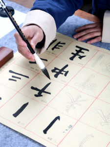 การวาดภาพแบบย้อนยุค กระดาษขอบขนาน กระดาษติดตัวอักษร ลายมือใหม่ สำหรับนักเรียนชั้นประถมศึกษา วิธีการเรียนการเขียนอักษรจีน