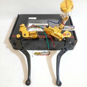 Handle Master Rem Nssn Gray-Black Full Cnc 1Set Kiri Kanan + 1Tabung Import Thailand Universal Matic Bebek Pnp Rx King/Vixion/Xabre/F1zr/Mio/Scoopy/Vario/Fino/F1zr/Aerox/Xeon/Mx King/Mx 135/Tiger/Megapro/Gl Pro/Satria Fu/Sonic/Ninja 150 R RR/R15 V2 V3 Dll