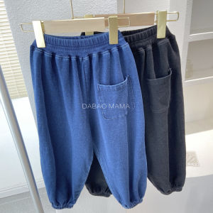 Pure ผ้าฝ้าย เอวยืดหยุ่น กีฬา กางเกงยีนส์ ลำลอง หลวม Fit Children Boys ฤดูใบไม้ร่วง กางเกง สบาย ระบายอากาศได้ดี เป็นมิตรกับสิ่งแวดล้อม