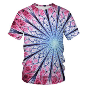 Loose Short Sleeve Round Neck Digital Print Geometry Pattern Half Shirt Mens T-shirt Summer New Arrival Brave Brother