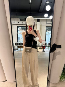 Lamb Lazy Wide Leg Pants Casual Loose Versatile Floor-Length Suit Pants Drapey High Waist Womens High Waist Long Pants