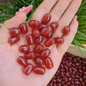 Q1611 Lu thống Ngọc Agate Đỏ sẵn lỗ 2li xâu vòng cáp mix vòng hạt cho Hoả và Thổ - Phong Thuỷ TUDO P