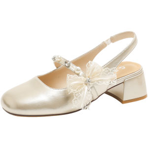Josiny | French Mary Jane Design Bow Decorated Flat Sandals For Dresses