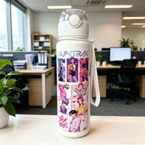 Hasbro | White Base Cartoon Pattern Water Bottle Fashion Large Capacity Lightweight Leakproof Cup for School Fitness Outdoor
