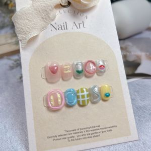 Handmade Short Candy Colored Detachable Wearable Nails Student Favorite Japanese Style Nail Art Cute Removable Nail Stickers