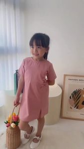 Hooneybee Popy Dusty Pink - Dress Anak Perempuan [Size 1-5 Thn]