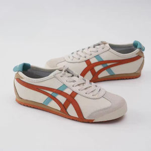 Original Tiger Shoes Classic White/orange/light Blue Leather for Men and Women Non-slip Wear Resistant Comfortable Casual Sneakers 1183A201-116