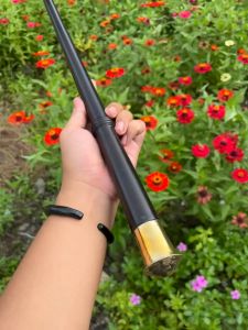 Tongkat Komando Kayu Galih Kelor Hitam Variasi Alpaka Kuning Terbaru Premium