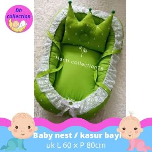 Kasur Baby Nest Oval Perahu Renda Bantal Bayi Baby Anti Peang Mahkota Kado Lahiran Murah Mewah Berkualitas