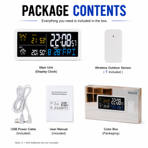 Holdpeak | Digital Clock Thermometer Hygrometer Indoor Outdoor -40~60℃ ±1℃ 100m Wireless Sensor Alarm for Home Greenhouse Office Reliable