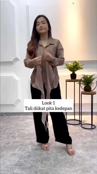 Piu Piu Fashion Clothing Baju Wanita / Cewek - Everie Shirt Kemeja Shimmer Wanita Simple Premium Polos Ala Korea