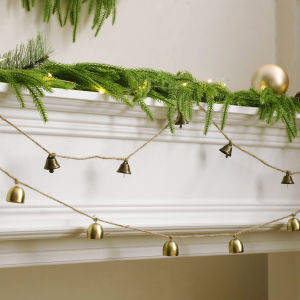 1 Chuỗi Chuông Vàng Trang Trí Giáng Sinh Bằng Kim Loại Với Dây Thừng Gai Thô Dùng Cho Cây Thông Noel Lò Sưởi Nhà Cửa Và Tiệc Tùng Đồ Trang Trí Treo Lễ Hội