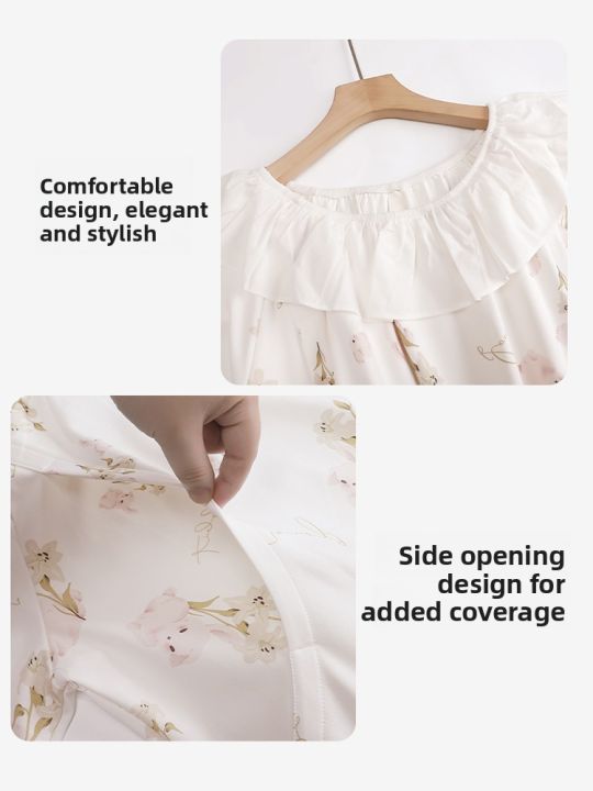MiiOW%20%7C%20Breathable%20Thin%20Maternity%20Nightgown%20Women's%20Summer%20Home%20Clothes%20Sleepwear%20Cotton%20Blend%20Long%20Sleeve%20Midi%20Dress%20Round%20Neck%20-%20Image%205