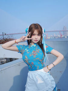 New Chinese Style Cheongsam Dress Halloween Christmas Cosplay Uniform Soft Girl Maid Skirt Short Cheongsam Daily Wear