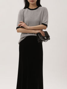 MARS Jiamin New Environmental-Friendly Japanese Paper Yarn Classic Style Short Sleeve Knitwear Clean and Comfortable Breathable 631063