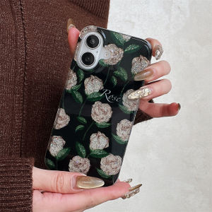 เคสโทรศัพท์มือถือแบบสองชั้นพร้อมฟลักซ์สตอรี่สำหรับ iPhone 15 pro Max แบบมีกลิ่นหอมดอกกุหลาบสีดำสไตล์วินเทจสุดหรูหรา