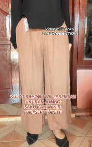 Celana Kulot Polos Rayon Twill Premium Ukuran Jumbo Tali Serut Bahan Tebal Adem Tidak Nerawang Nyaman Dipakai