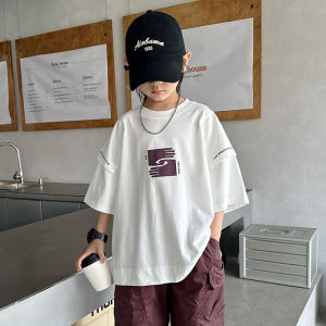 Childrens Summer Fashionable Slim Fit Cotton Blend Short Sleeve T-Shirt Boys Light Weight Casual round Neck Top for Kids