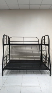 Giường tầng sắt ống tròn 2 tầng lệch giá rẻ màu đen giao hàng