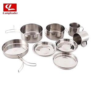 Bộ dụng cụ nấu ăn cắm trại 8 món bằng thép không rỉ siêu gọn siêu nhẹ cắm trại dã ngoại