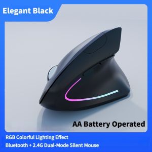 NexusClick Vertical Ergonomic Wireless MouseBluetooth 2.4G Dual Mode Rechargeable/AA BatteryMute Buttons RGB Light Office Mice