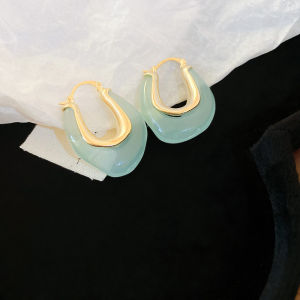 Solid Color Resin U-shaped Irregular Hoop Earrings Women New Vintage Versatile Earbuckles Delicate Fashion Jewelry Wholesale K-