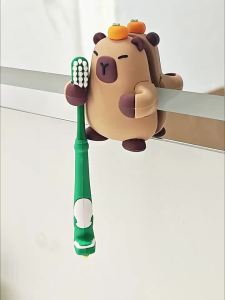 1Pieces Bathroom Cute Capybara Cartoon Sucker Toothbrush Holder Suction Hooks Tooth Brush Holder new hot Suction Cup Toothbrush Rack Cap
