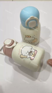 500ML Cute Dual-Lid Thermos Bottle 316 Stainless Steel Water Bottle Portable Travel Mug for Kids
