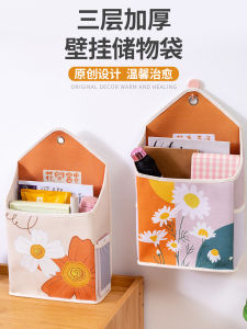 Wall Mounted Cotton Fabric Storage Bag for Books And Phones Nordic Style Colorful Home Organization Bag for Dormitory And Bedroom