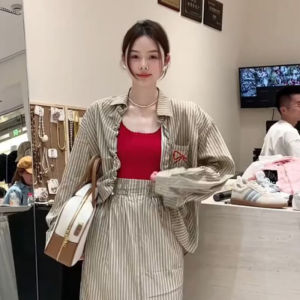 Elegant Striped Butterfly Knot Sun Protection Long Sleeve Shirt Women Summer Thin Style Commute Korean Loose Fit Outerwear