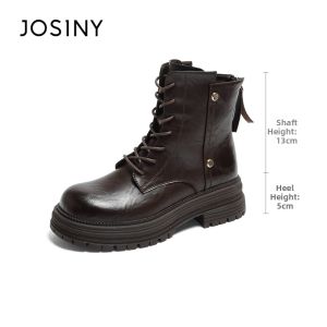 Josiny | Retro British Style Thick Soled Chunky Heel Elevator Ankle Boots