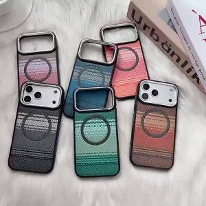 Weave Pattern Magnetic For Magsafe Case For iPhone 17 16 15 14 13 12 Pro Max Hard Shockproof Bumper TPU Leather Man Phone Cover