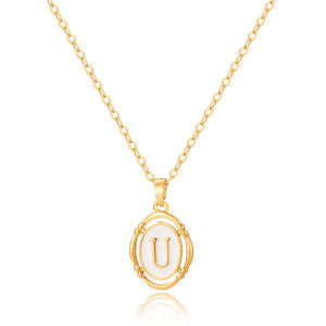 26 Letters Stainless Steel Initial Necklaces Round Pendant Spiritual Amulet Neck Chain Choker Women Jewelry Gifts