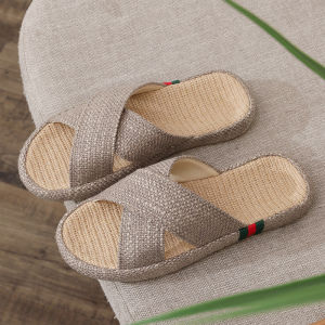 Anti-Slip Linen Slippers Thick Bottom Indoor Home Soft Bottom Cool Slippers for Men And Women Breathable Absorbent Summer Slippers