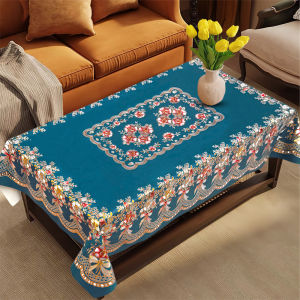 Luxurious Rectangular Plastic Tablecloth Waterproof Oil-resistant Easy-to-clean Dining Tablecloth Traditional Chinese Style Home Use