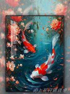 Cross Stitch Kit Double Koi Fish Handmade Embroidery Small Living Room Cotton Fabric Animal Pattern New Chinese Style