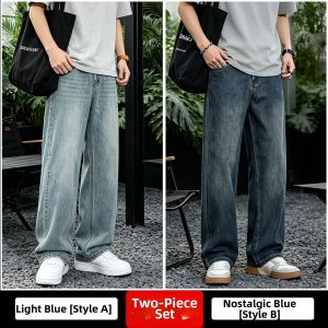 NEW BOLUNE | Mens Casual Loose Straight Trousers Jeans