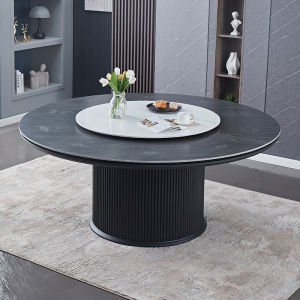 Rocks Board round Table with Induction Cooker Integrated Dining Table Electric Rotating Plate for Home And Hotel Use