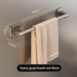 Wall Mounted Bathroom Towel Rack Self Adhesive No Drilling Towel Bar Rail Holder Kitchen Storage Racks Organizers Hooks