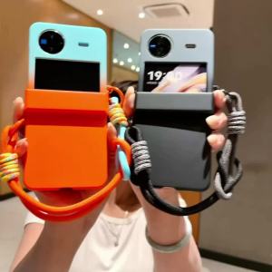 Ốp Điện Thoại Vivo X Flip Chất Liệu PC Cứng Kèm Dây Đeo Tay Bằng Dây Thừng Nhiều Màu Bảo Vệ Toàn Diện Màu Sắc Chuyển Sắc Chống Sốc Kèm Dây Đeo Trang Trí.