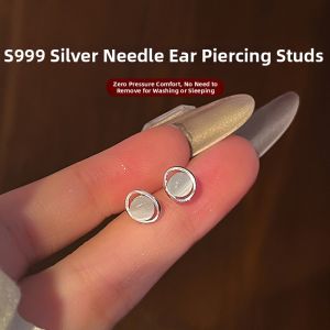S999 Pure Silver Cats Eye Nourishing Earrings