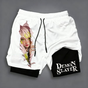 Bandai | 2025 Demon Slayer Anime Print Double-layered Shorts - New Summer Loose and Fashionable Fitness Shorts for Both Men and Women ins