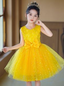 DDL | Childrens Performance Dress Yellow Pom-pom Skirt for Dance and Choir