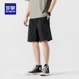 ROMON | Lormen Mens Summer Thin Loose Straight Ice Silk Quick Dry Casual Sports Work Short Pants Breathable Comfortable Basic Style
