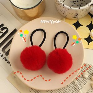 Furry Single งานเต้นรำ ยางรัดผม นุ่ม เด็กผู้หญิง ตุ๊กตา งานเต้นรำ เชือกคาดศีรษะ ฤดูใบไม้ร่วง ฤดูหนาว นม สีกาแฟ Furry งานเต้นรำ ที่คาดผม เครื่องประดับสีแดงปีใหม่