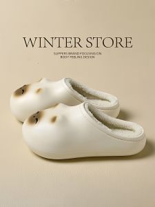 Dép Cotton Chống Thấm Nước Cho Nữ Mùa Thu Đông Trong Nhà Đế Dày Chống Trượt Ấm Áp Bằng Vải Nhung Dễ Thương EVA