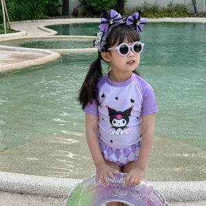 2024 New Childrens Swimsuit Short Sleeve Separate Princess Style Swimming Costume for Girls Baby Toddler Kids Swimwear