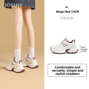 Josiny | Platform Breathable Red Mesh Sports Shoes